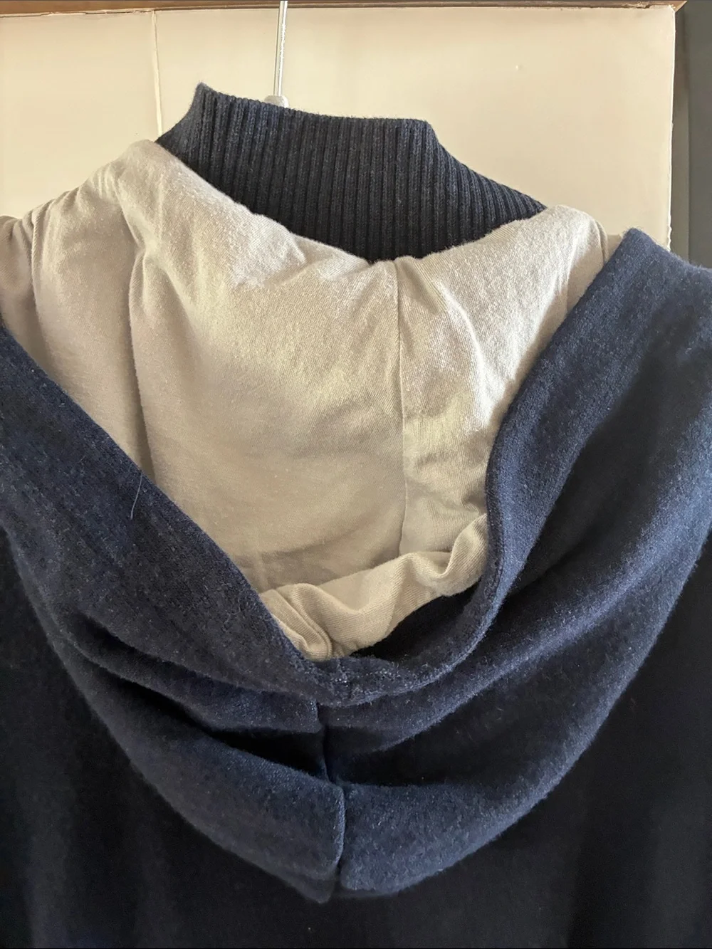 Banana Republic Men's Navy Full-Zip Hoodie Sweater with Contrast Lining
